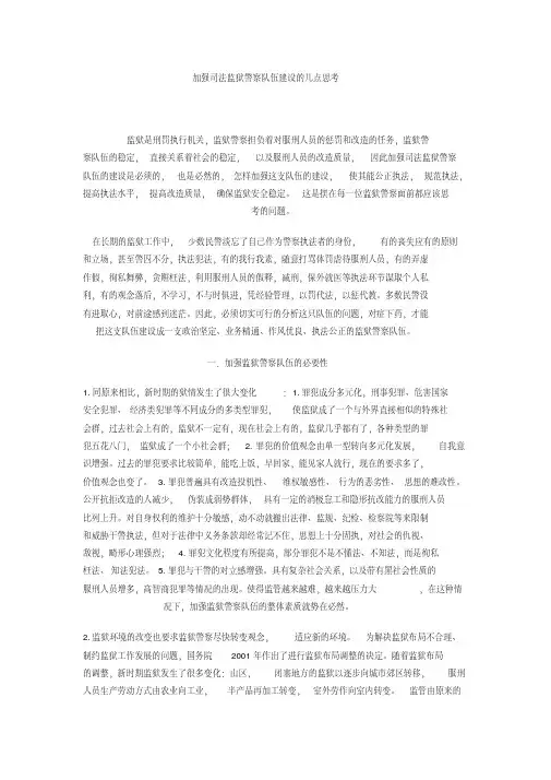 加强司法监狱警察队伍建设的几点思考综述