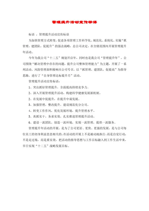 管理提升活动宣传标语