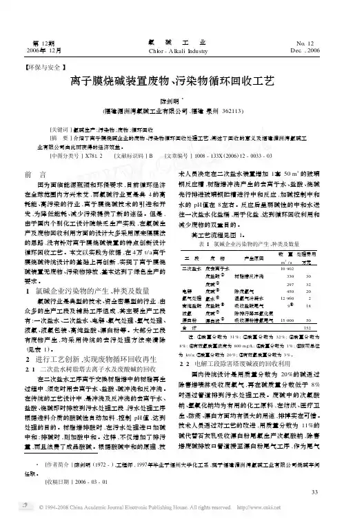 离子膜烧碱装置废物_污染物循环回收工艺