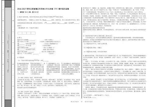 2016-2017学年江苏省镇江市丹阳三中九年级(下)期中语文试卷