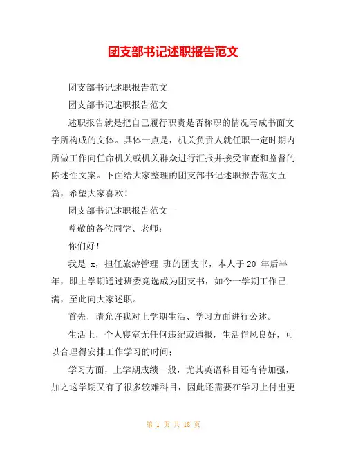 团支部书记述职报告范文