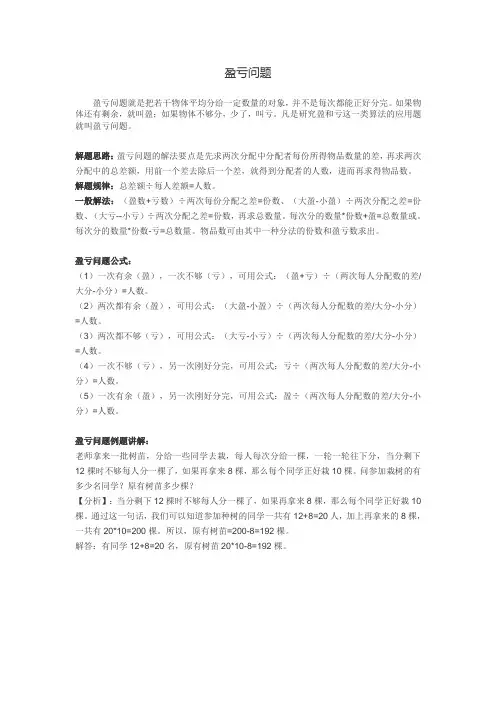 盈亏问题