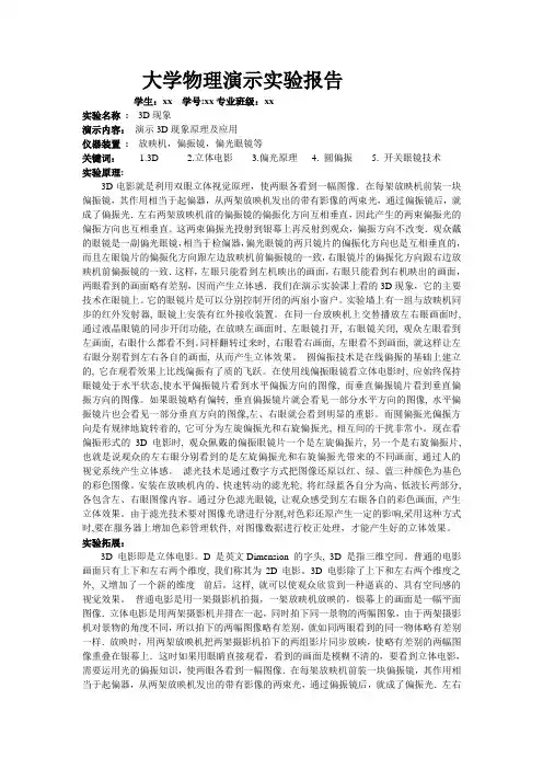 3D物理演示实验报告