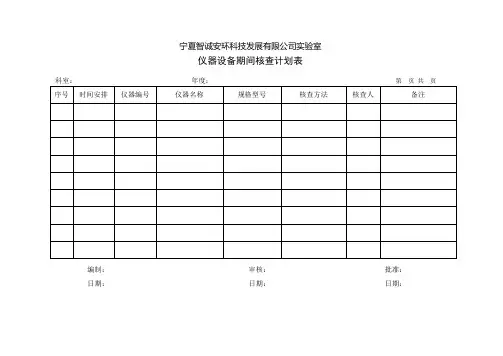 仪器设备期间核查计划表