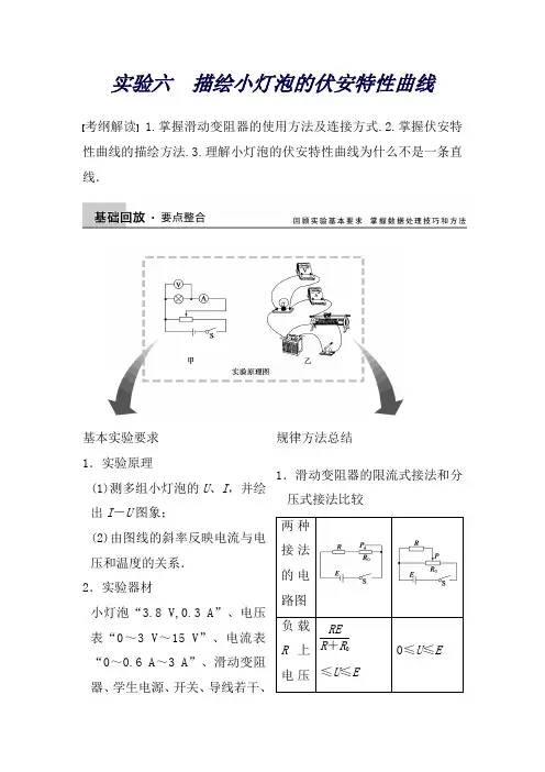 江苏高三物理总复习教案：实验六描绘小灯泡的伏安特性曲线