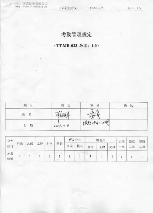考勤管理规定