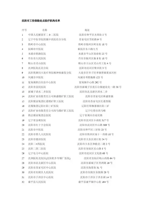 沈阳工伤保险定点医院
