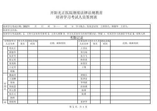 继续医学教育签到表
