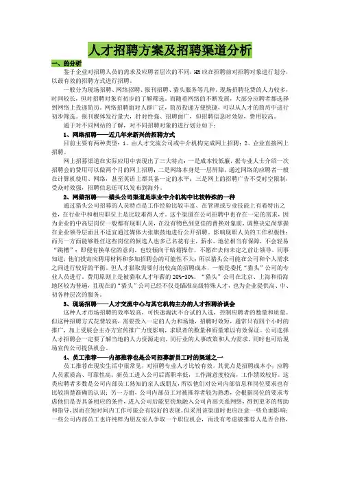 人才招聘方案及招聘渠道分析