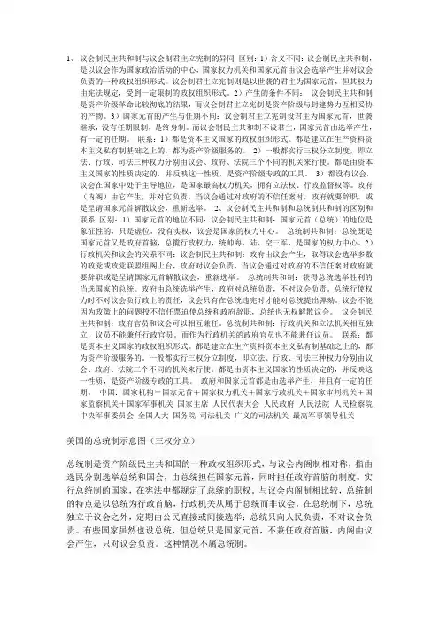 议会制民主共和制与议会制君主立宪制的异同 区别