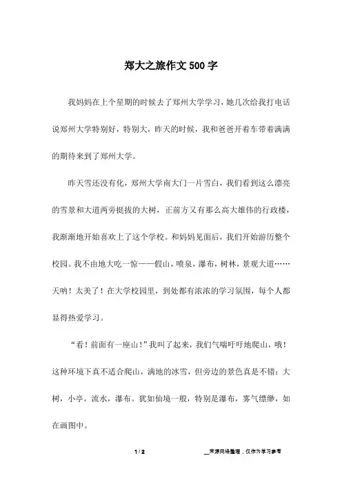 郑大之旅作文500字