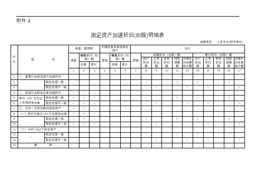固定资产加速折旧明细表以及填表说明