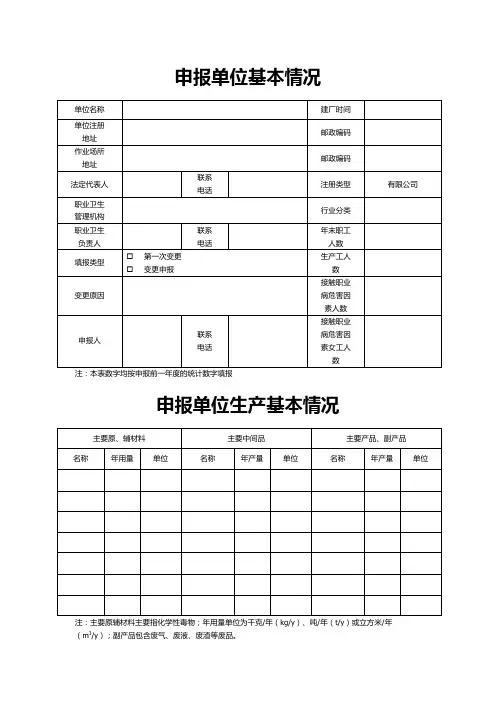 申报单位基本情况