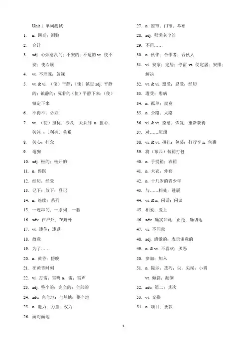 2016 人教版高中英语 必修一 至 必修五  单词测试(超实用)教材
