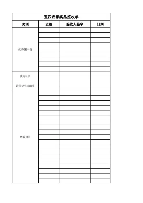 奖金签收表