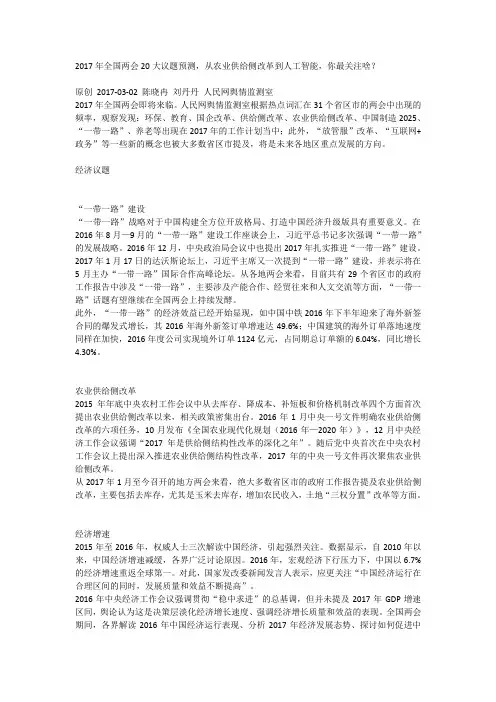 2017年全国两会20大议题预测