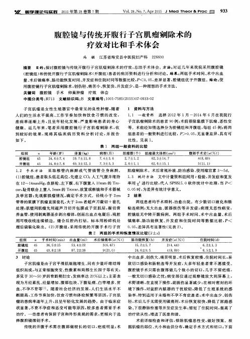 腹腔镜与传统开腹行子宫肌瘤剜除术的疗效对比和手术体会