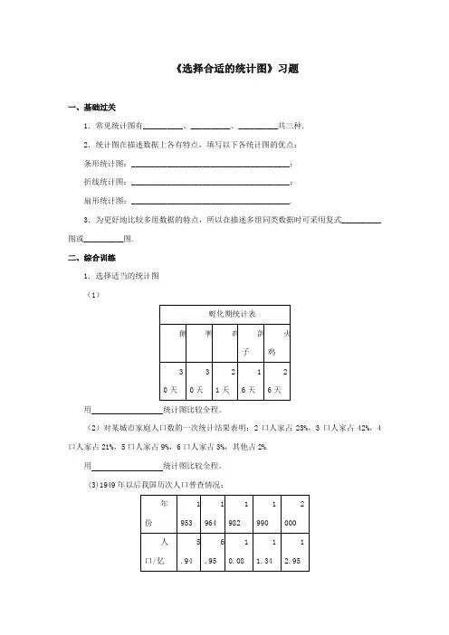 最新冀教版小学数学六年级上册《选择合适的统计图》习题(优质精编)
