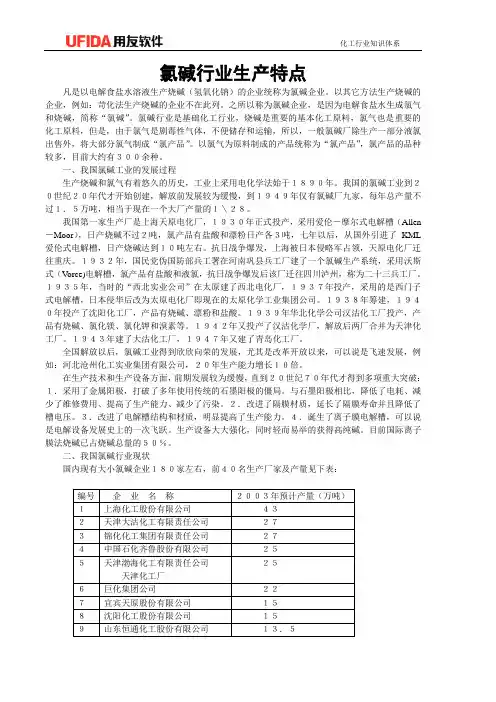 氯碱行业生产特点