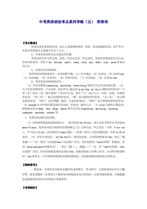 中考英语语法考点系列导练(五) 形容词