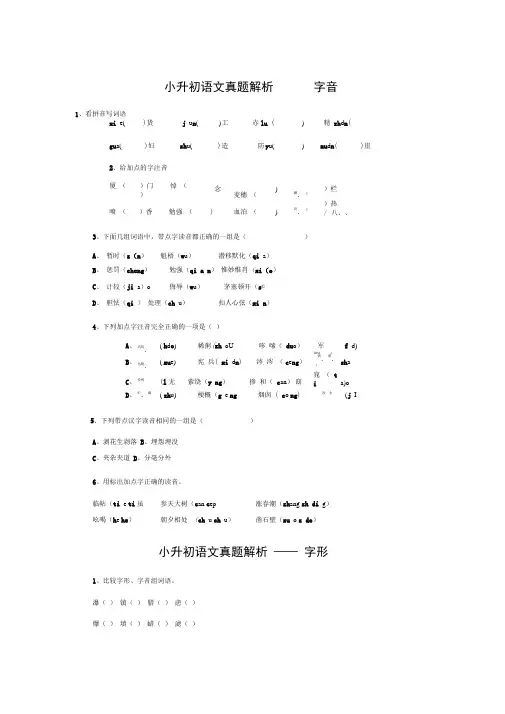 (完整版)小升初基础知识练习题