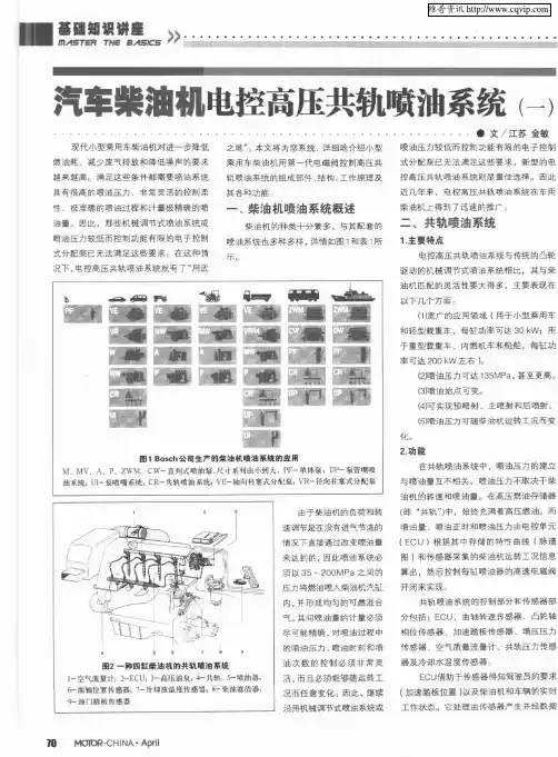 汽车柴油机电控高压共轨喷油系统(一)