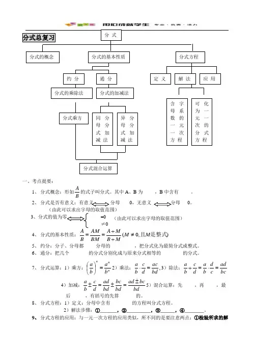 分式章节复习 教案 学案