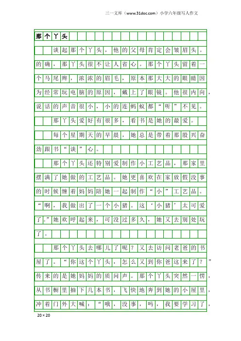 小学六年级写人作文：那个丫头