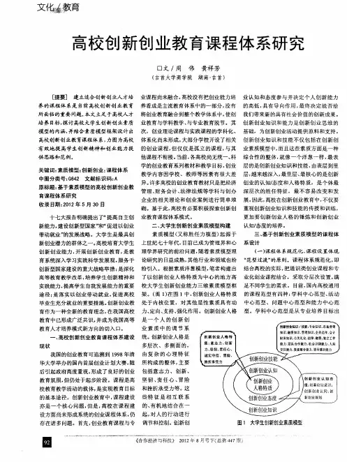 高校创新创业教育课程体系研究