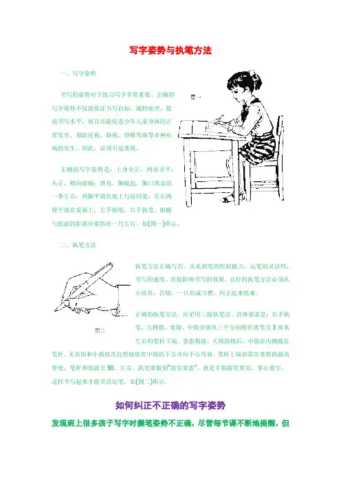 写字姿势与执笔方法