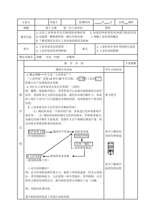 第十七课     第一次工业革命