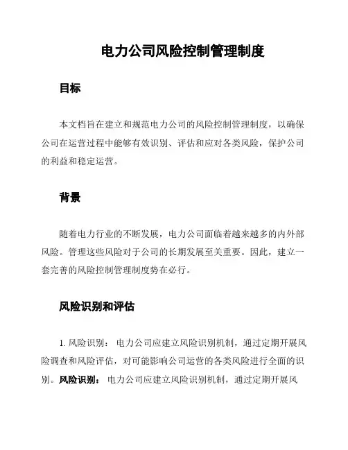 电力公司风险控制管理制度