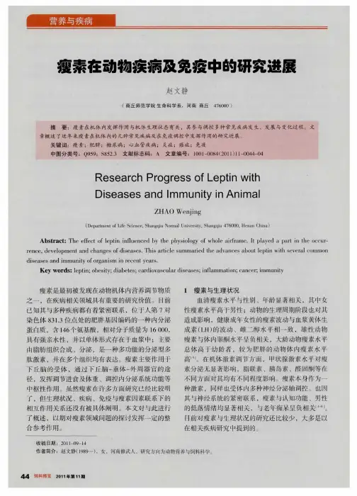 瘦素在动物疾病及免疫中的研究进展