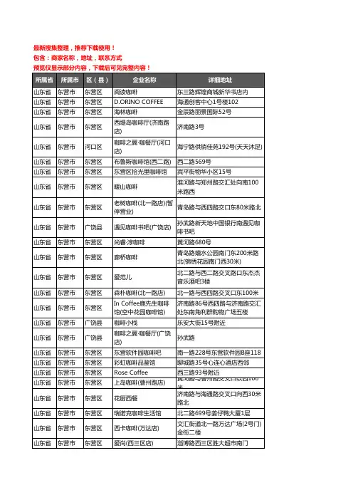新版山东省东营市咖啡厅企业公司商家户名录单联系方式地址大全62家