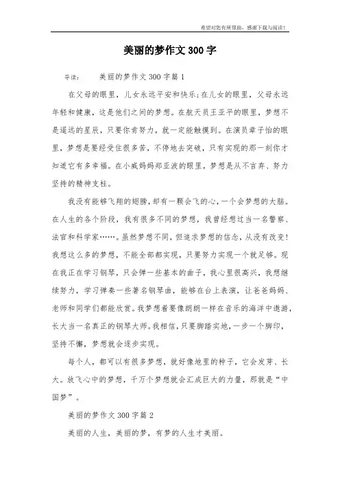美丽的梦作文300字