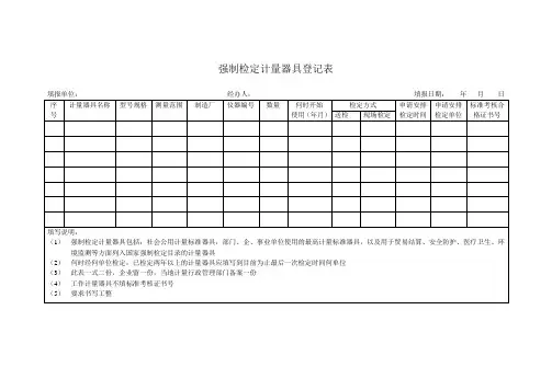 强制检定计量器具登记表.