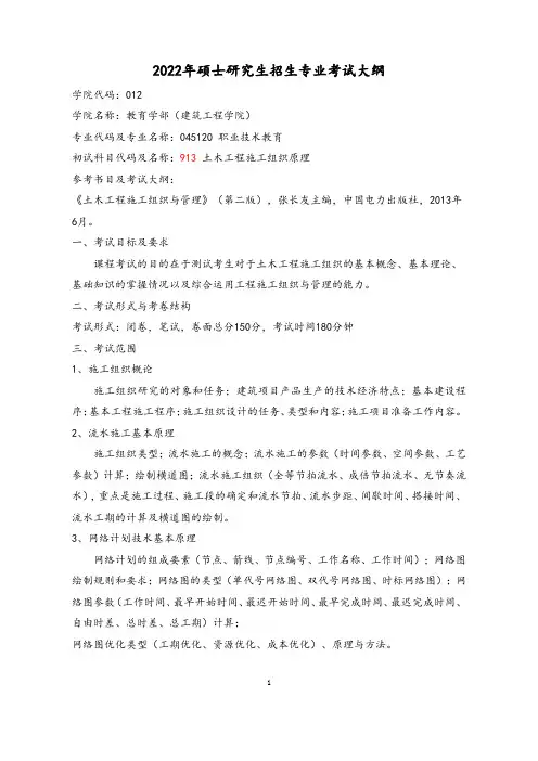 2022年硕士研究生招生专业考试大纲 2