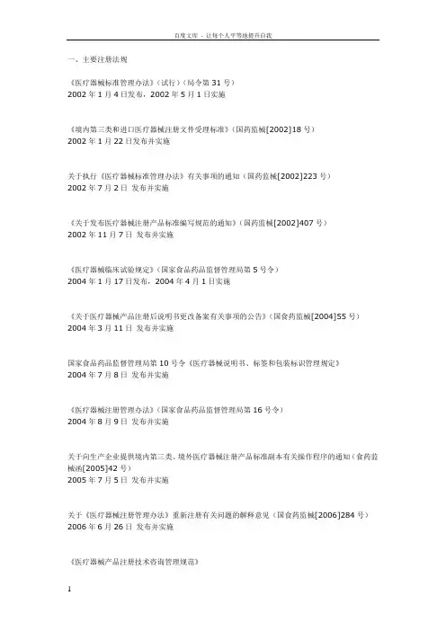 医疗器械相关法规汇总