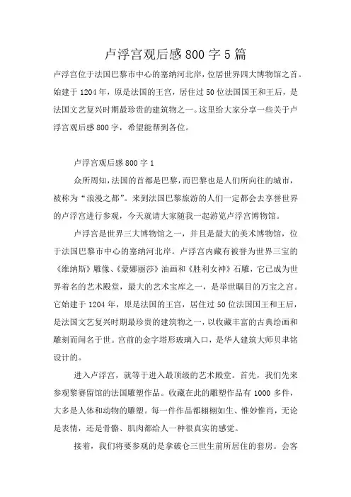 卢浮宫观后感800字5篇