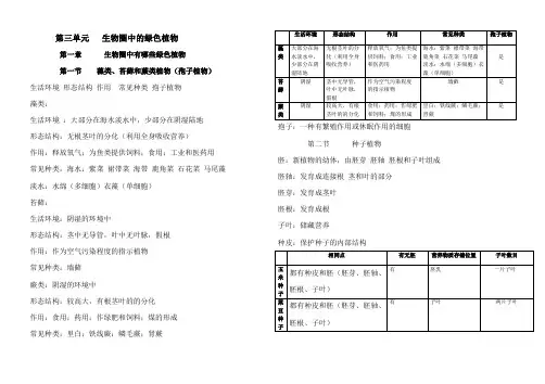 七年级生物上册第三单元知识点