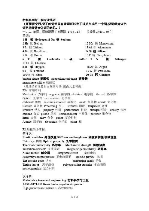 无机非金属材料专业英语复习题