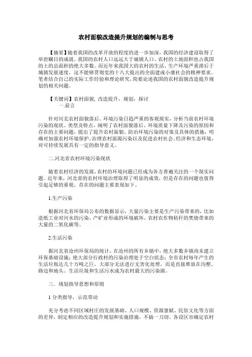 农村面貌改造提升规划的编制与思考