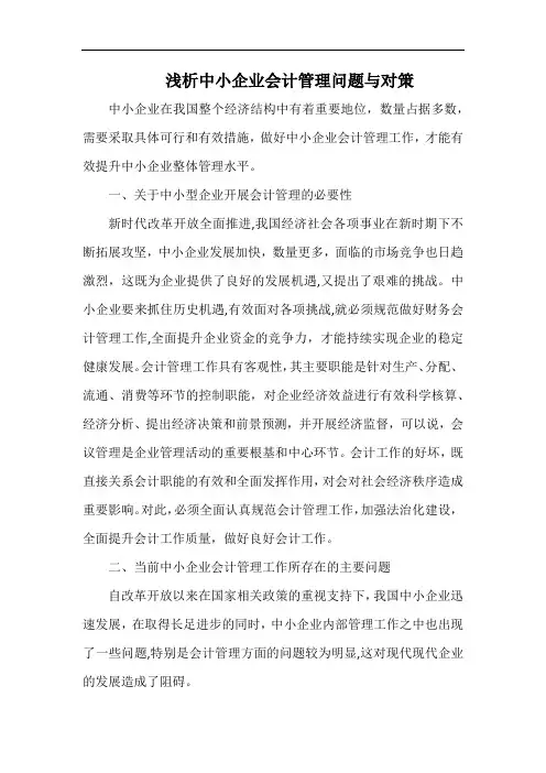 浅析中小企业会计管理问题与对策.docx