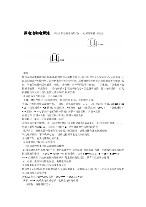 完整word版高中化学原电池和电解池全面总结超全版