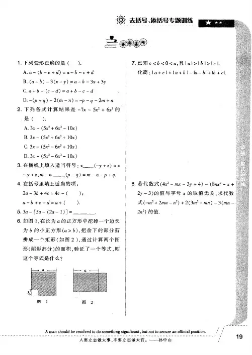 去括号、添括号专题训练