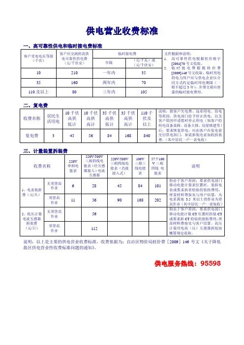 供电营业收费标准