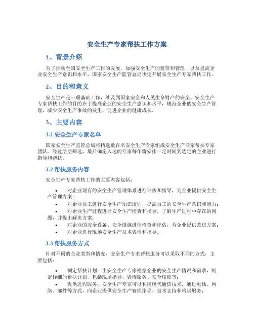 安全生产专家帮扶工作方案