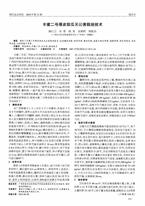 丰蜜二号厚皮甜瓜无公害栽培技术