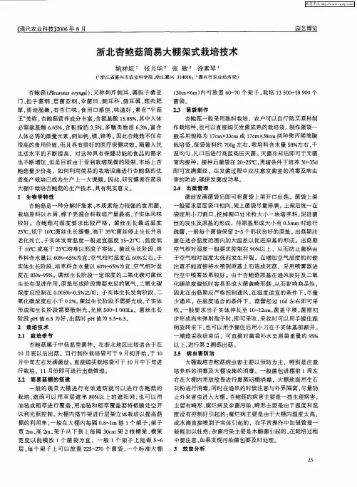 浙北杏鲍菇简易大棚架式栽培技术