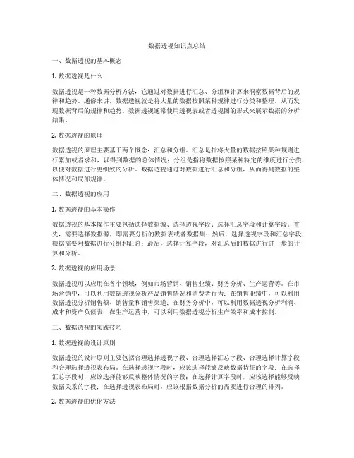 数据透视知识点总结
